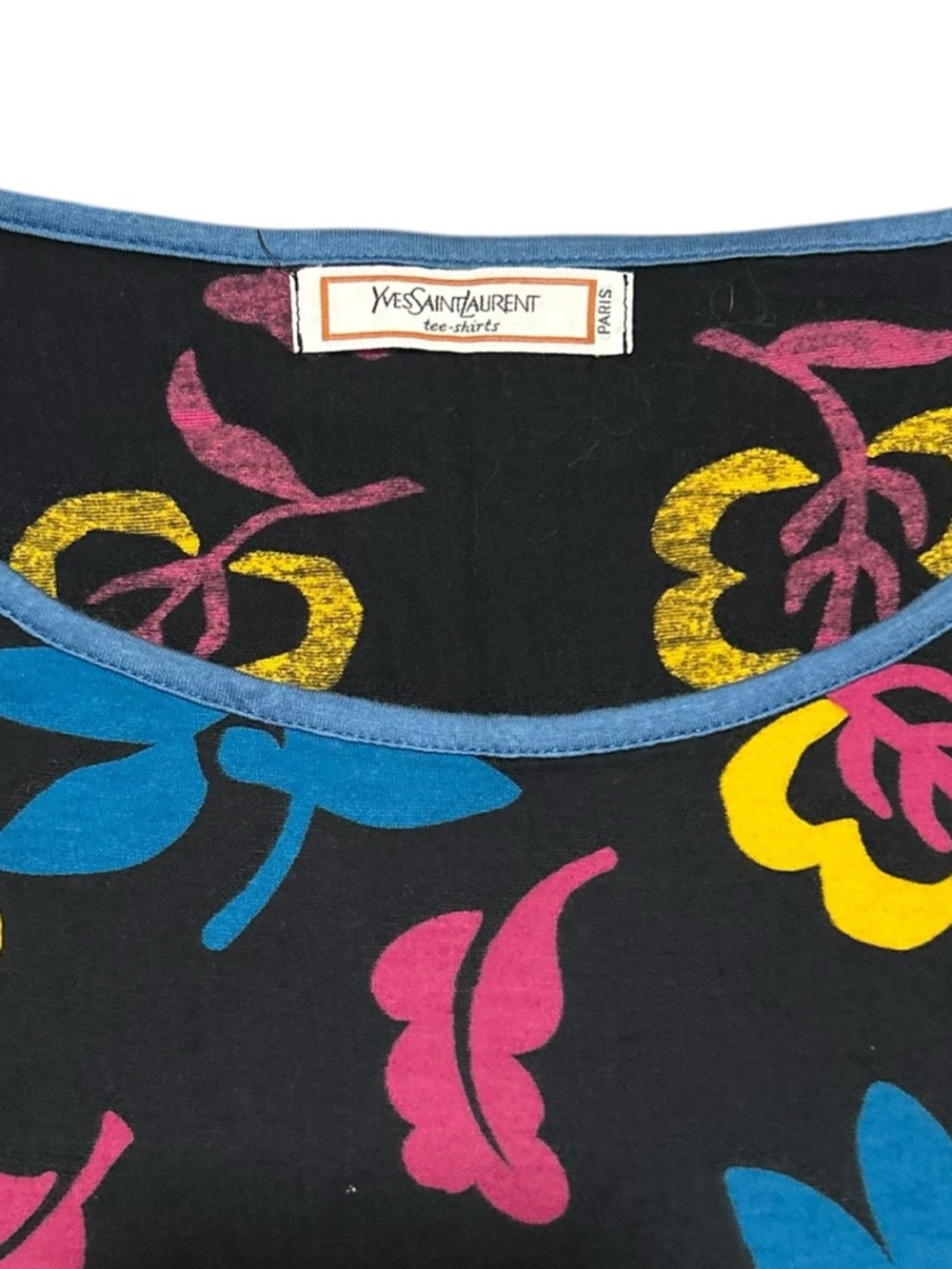 YVES SAINT LAURENT YSL Vintage Ruffle Floral 80s Blouse Short Sleeve Shirt - Picture 4 of 4